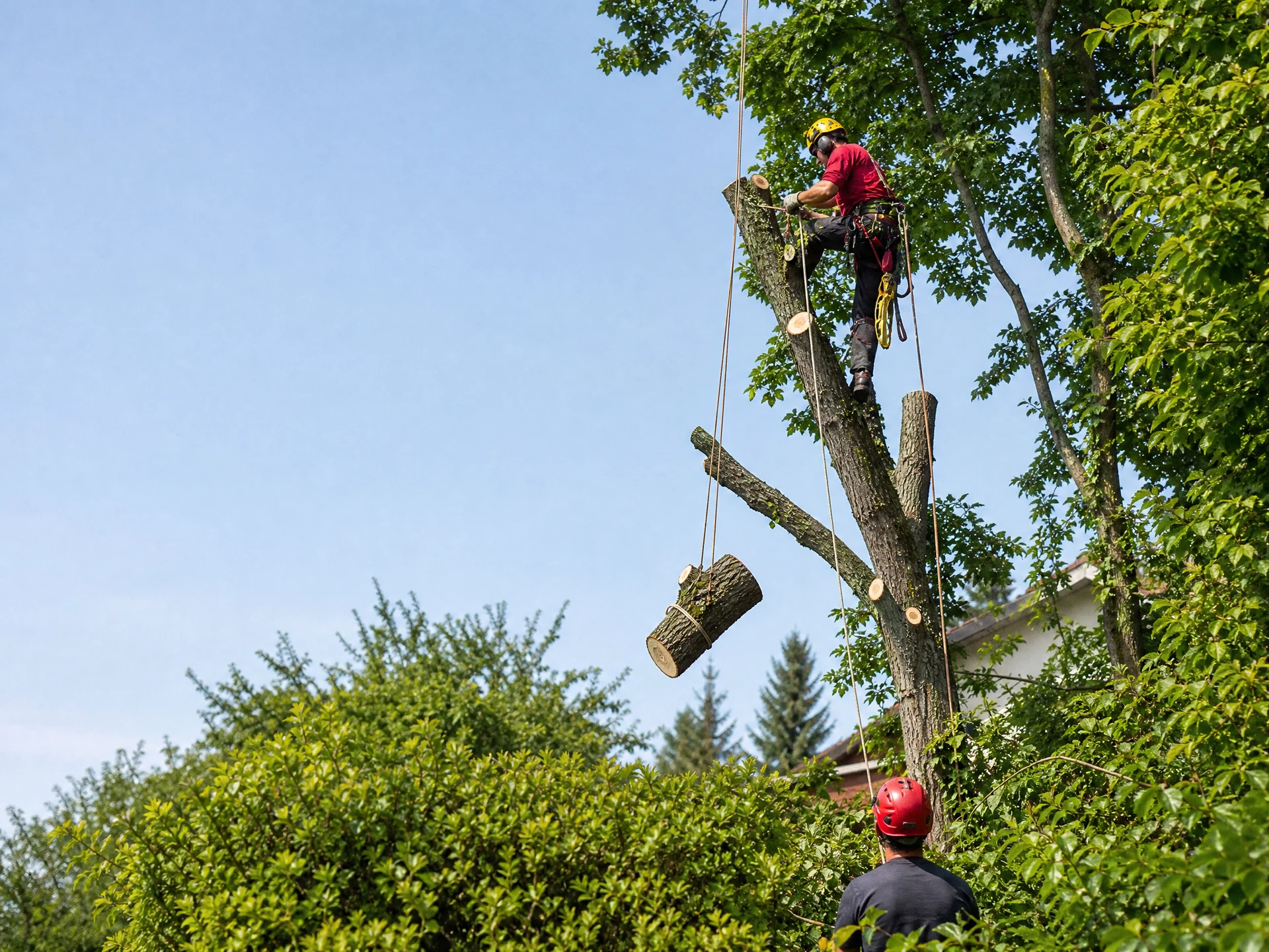 Intervention contrôlée de démontage d’un arbre avec cordes