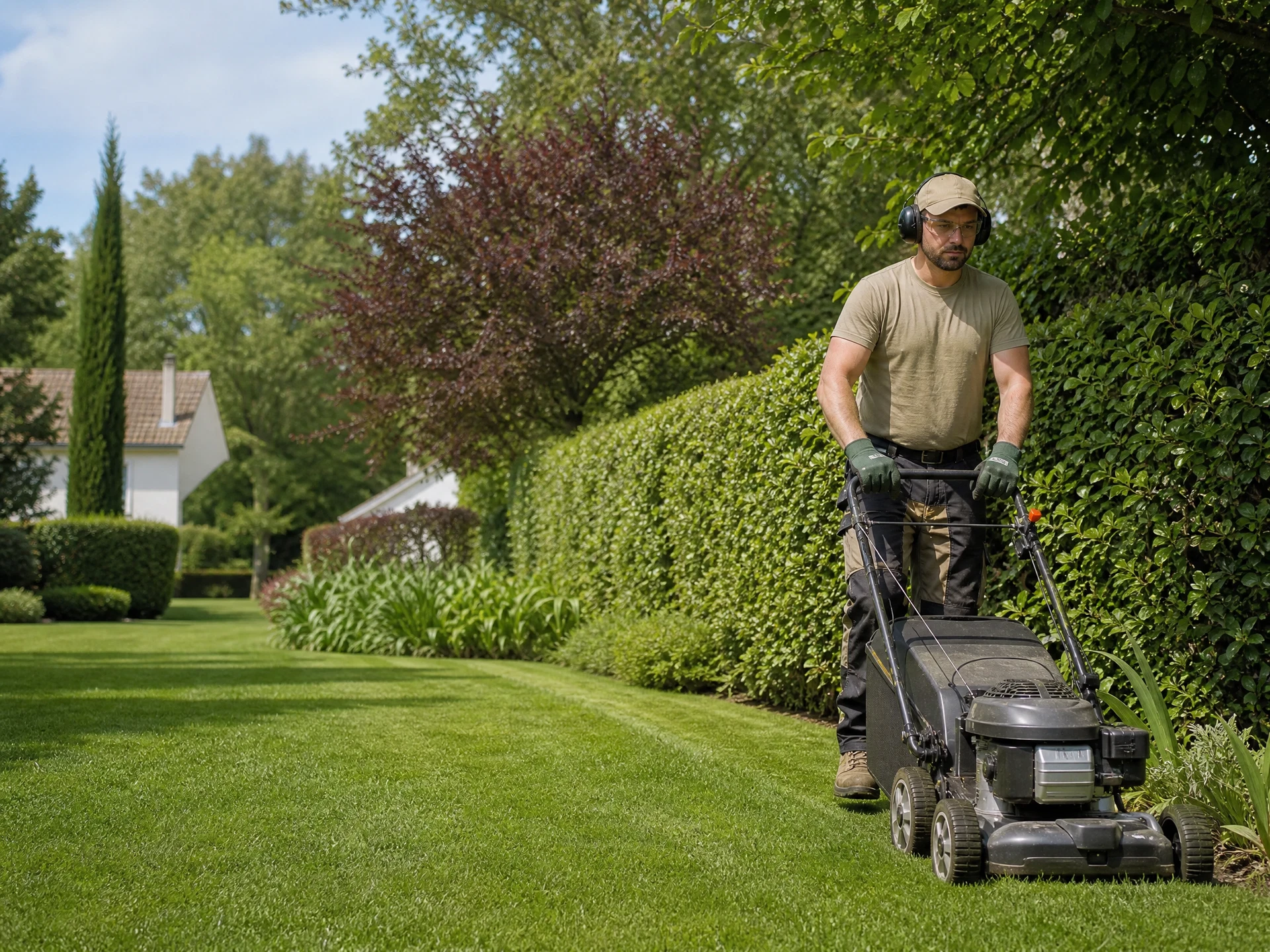 Entretien d’une pelouse et des bordures d’un jardin
